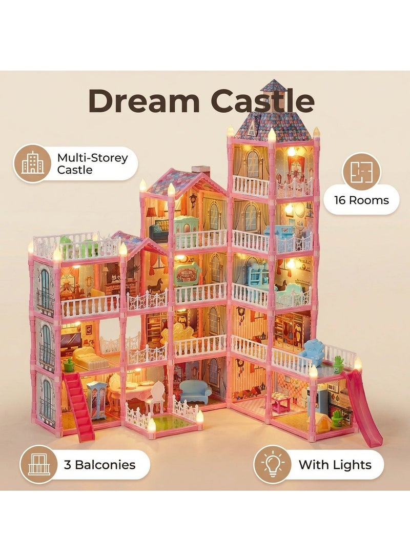 واي آند دي بيت دمى الأميرة المصنوع يدويًا للبنات، قلعة مكونة من 16 غرفة و3 شرفات، ألعاب قلعة مع أكثر من 35 قطعة إكسسوارات، أثاث واقعي ودمى، مجموعة ألعاب القلعة الفاخرة مع أضواء، هدية مثالية لأعياد الميلاد والعيد للبنات من سن 4 إلى 8 سنوات. - Image 2